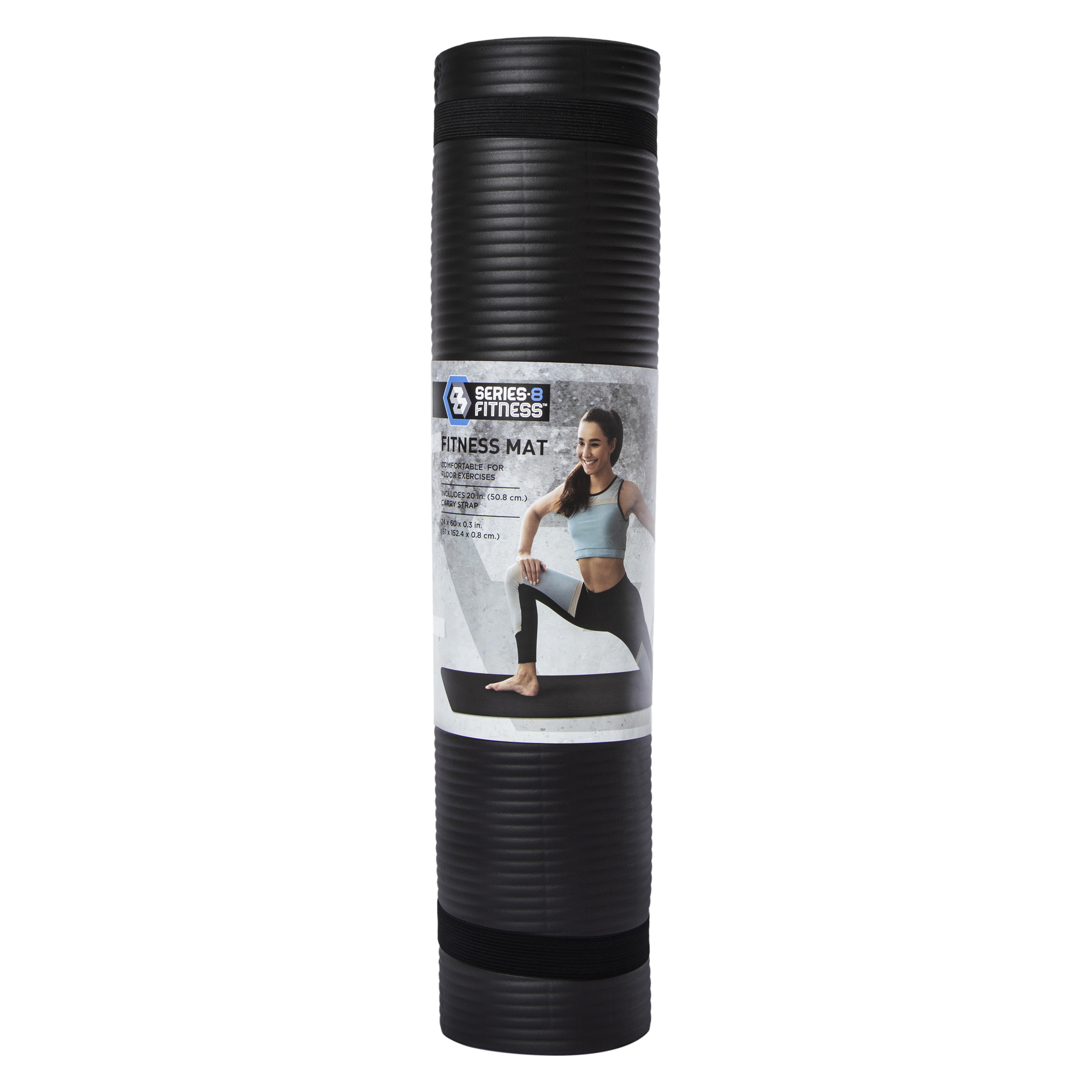 series-8 fitness™ extra thick gray yoga mat with carrying strap