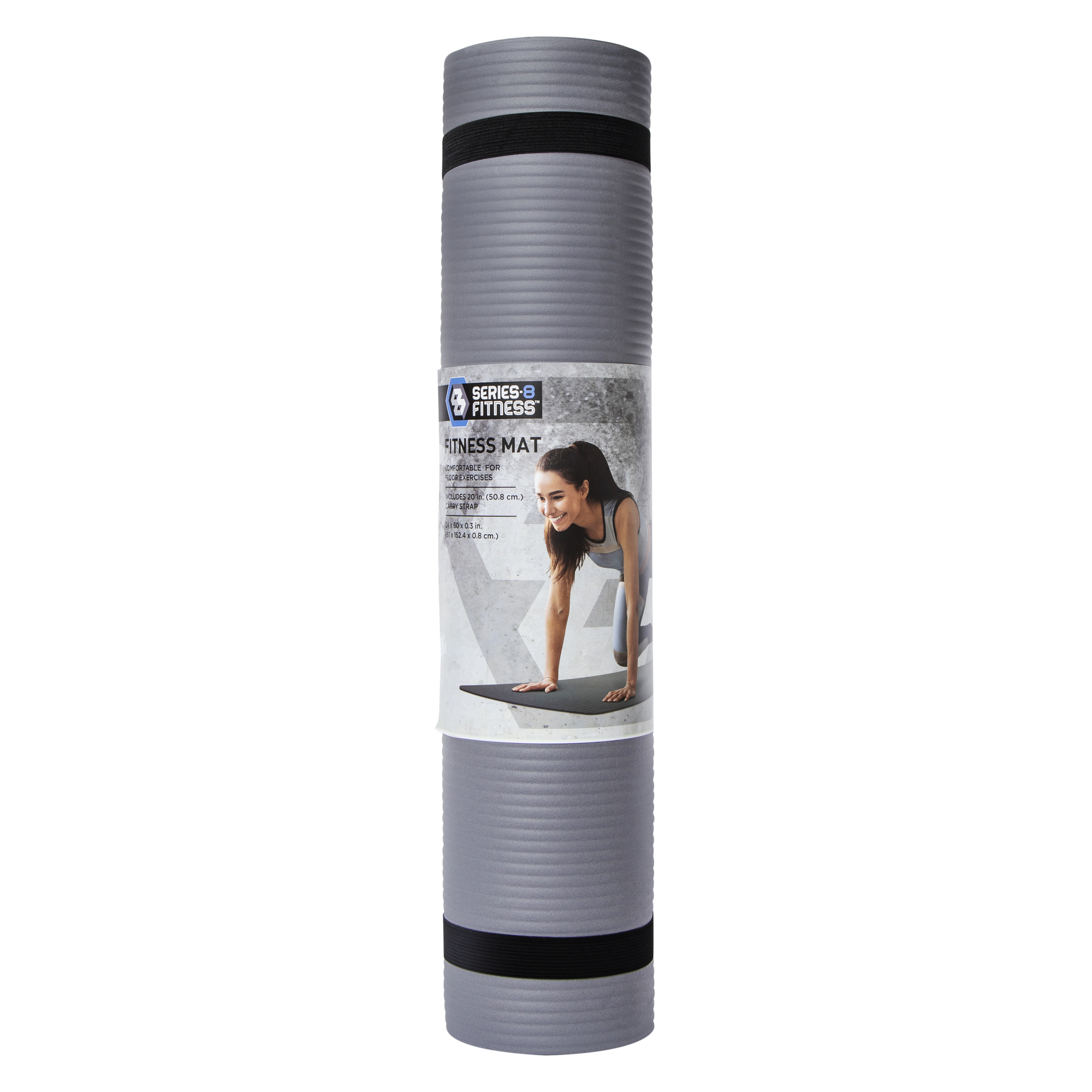 series-8 fitness™ extra thick gray yoga mat with carrying strap