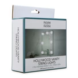 Hollywood Vanity LED Globe String Lights 7ft, USB-Powered