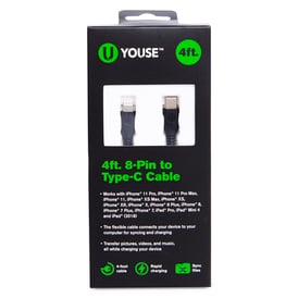 4ft 8-pin to type C USB charging cable