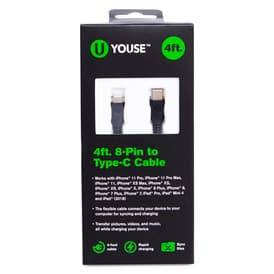 4ft 8-pin to type C USB charging cable