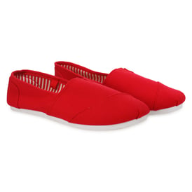 Ladies Canvas Slip-On Shoes - Red