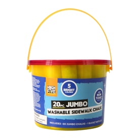 20-Piece Jumbo Washable Sidewalk Chalk Bucket