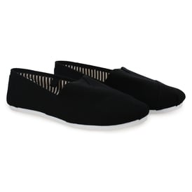 Ladies Canvas Slip-On Shoes - Black