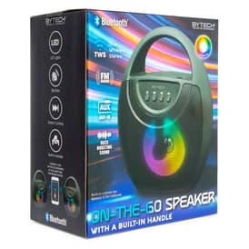 Top Handle On-The-Go Portable Speaker w/ Bluetooth®, Fm Radio, Mic, LED Lights